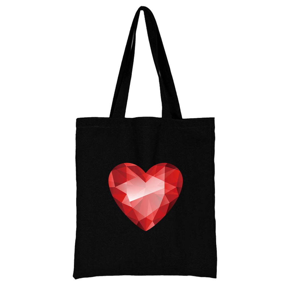 Wholesale Love Pattern Printed Canvas Bag Environmental Protection Handbag Shopping Bag
